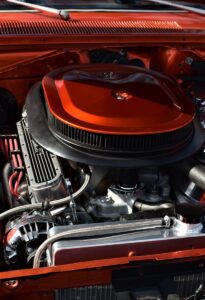 red and black engine bay